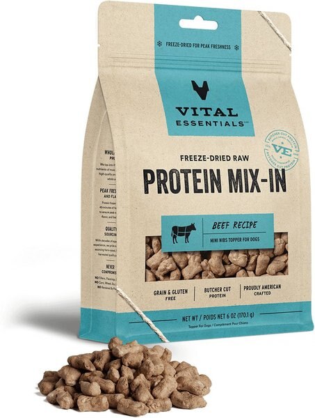 Vital Essentials Protein Mix-In Beef Recipe Mini Nibs Grain-Free Freeze-Dried Raw Dog Food Topper