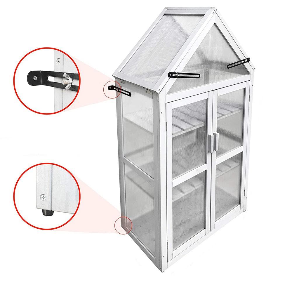 Tunearary Wood Greenhouse Kit Portable Outdoor Indoor Plant Stand with Open Roof Shelving W219HZP66788