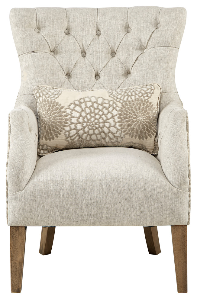 Madison Park Accent Chair With Back Pillow With Beige Multi Finish MP100 0660   Transitional   Armchairs And Accent Chairs   by Olliix  Houzz