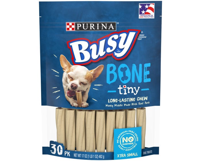 Purina Busy Bone Tiny Dog Treats， 30 Count Pouch