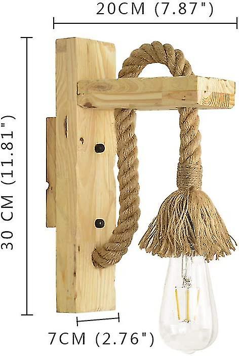 Retro Design ， Wooden Hemp Rope， Hallway Hotel Bedside Lamps， Indoor Wall Lights， Creative Wooden Nostalgic Retro Hemp Rope