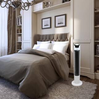 GENESIS 43 in. Oscillating Digital Tower Fan with Remote and Max Cool Technology White G5TOWERFAN