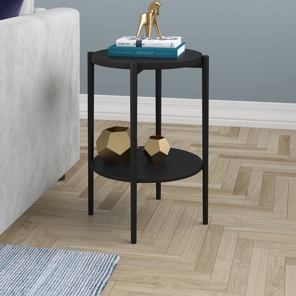 Wayne 18'' Wide Round Side Table with Metal Shelf