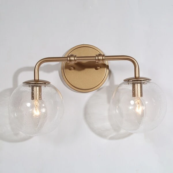 Koini Modern Glam Gold Bathroom Vanity Lights Seeded Glass Globe Wall Sconces