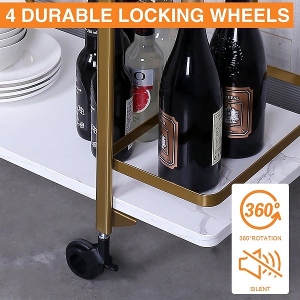 2 Tier bar cart With black wheels