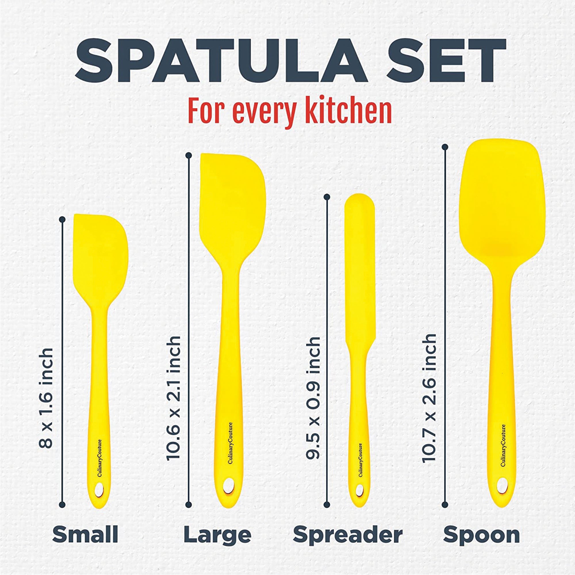 Culinary Couture Kitchen Spatula Set Silicone Utensils for Cooking, Barbecue Grill Yellow