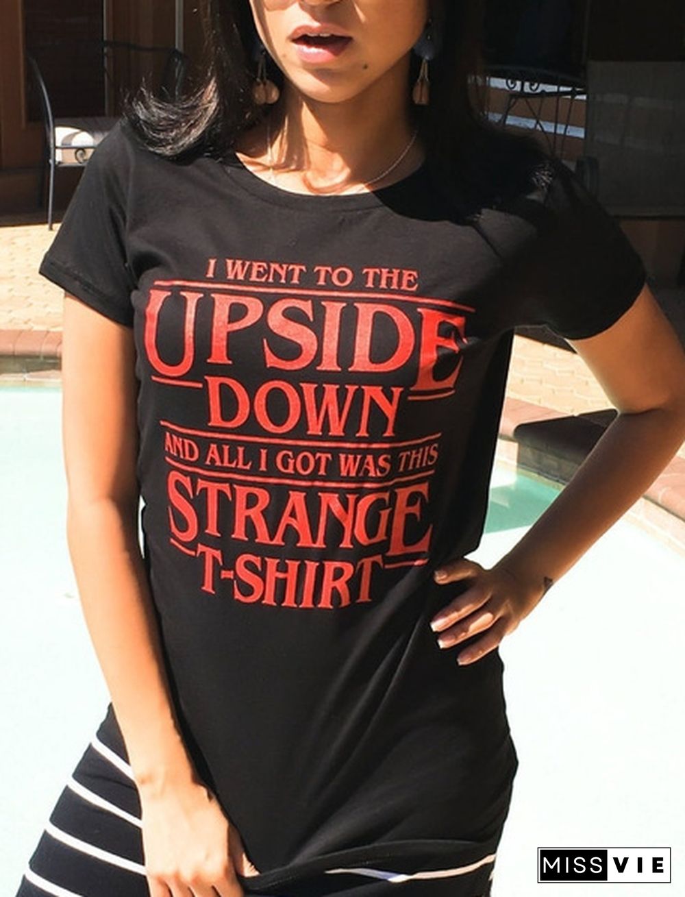 1Pcs Upside Down Stranger Things Funny T-Shirt Unisex Men Women Netflix Tee Casual Short Sleeve Black Tee Cool