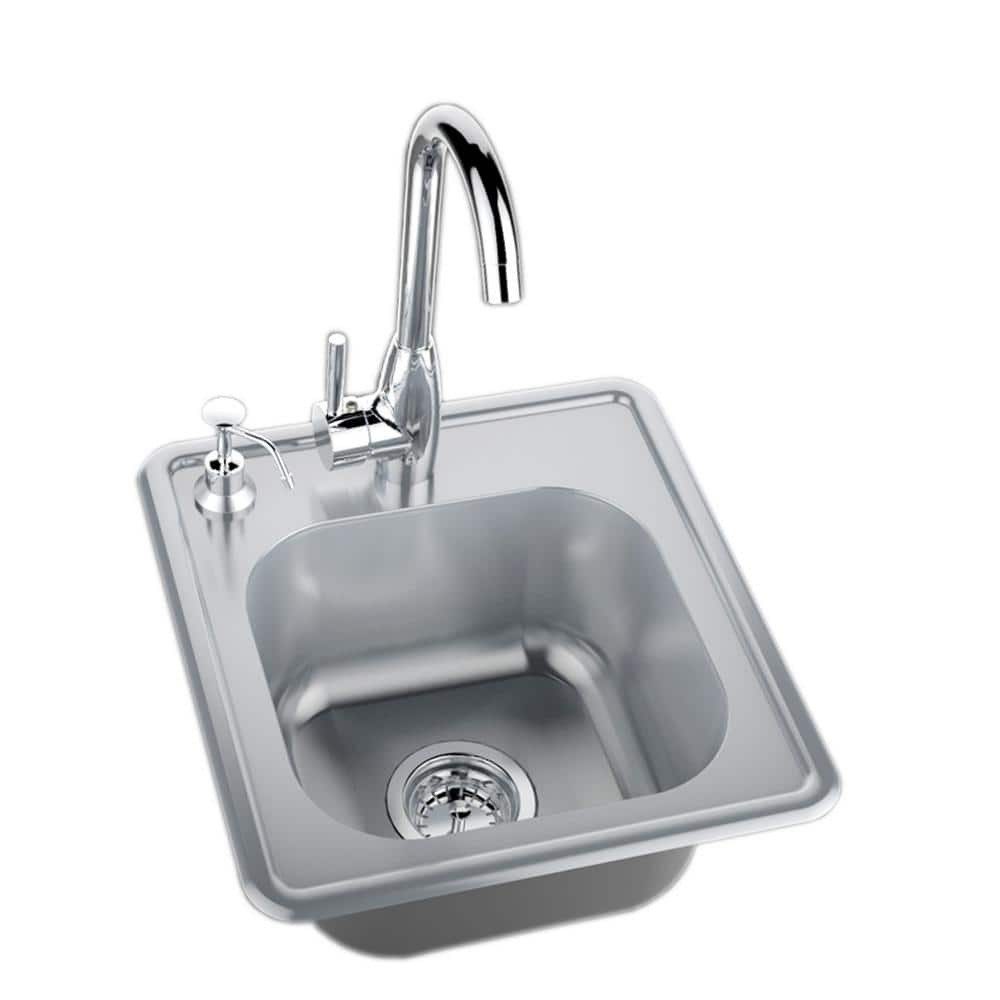 Sunstone 17 in. 304 Stainless Steel Single Sink with Cold and Hot Water Faucet A-SS17