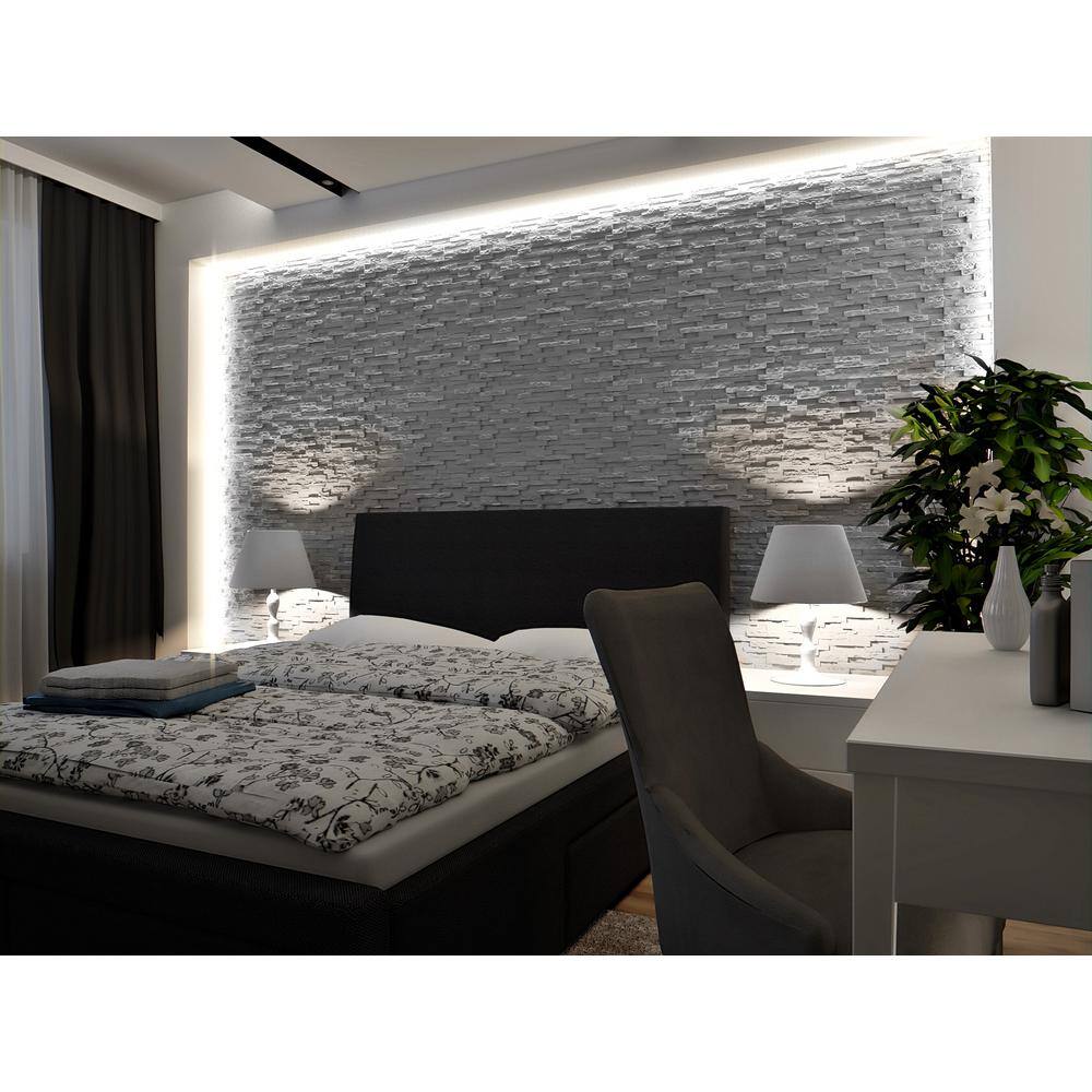 A La Maison Ceilings Stone 2ft. x 2ft. Seamless Foam Glue-up 3D Wall Panel (48 Sq. Ft.  Pack) ST-SWP-PW