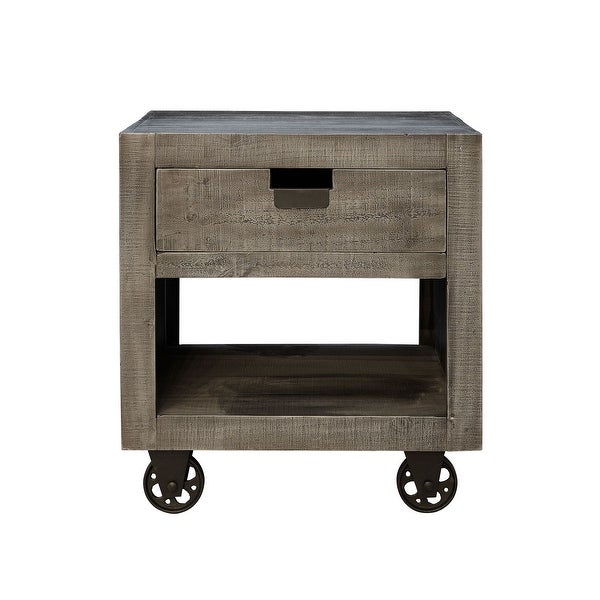 Picket House Furnishings Micah Square Storage End Table in Gray