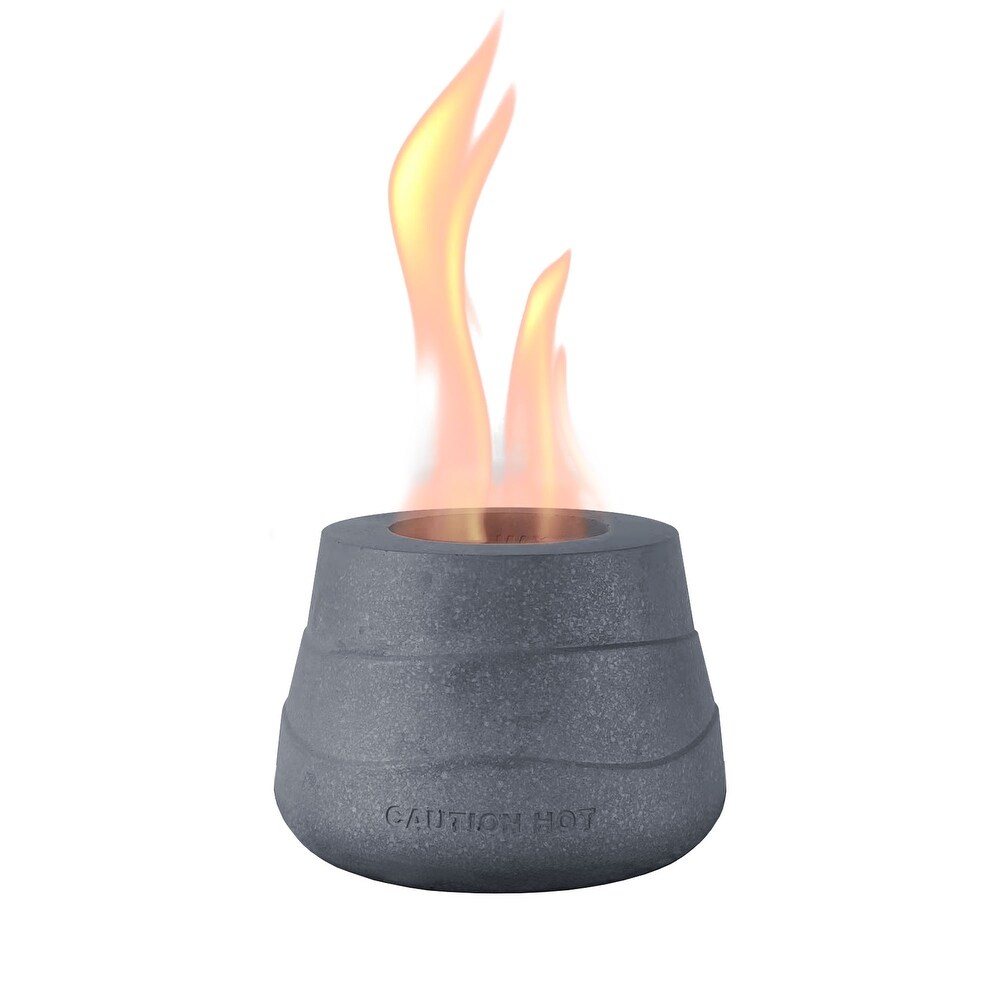 Kante Tulip Portable Concrete Rubbing Alcohol Tabletop Fire Pit with Metal Extinguisher and Gray Base  Ethanol Fireplace