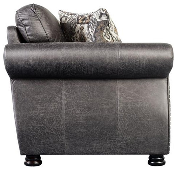 Hawthorne Collections Fabric Loveseat with Rolled Arm in Soft Gray   Loveseats   by Homesquare  Houzz