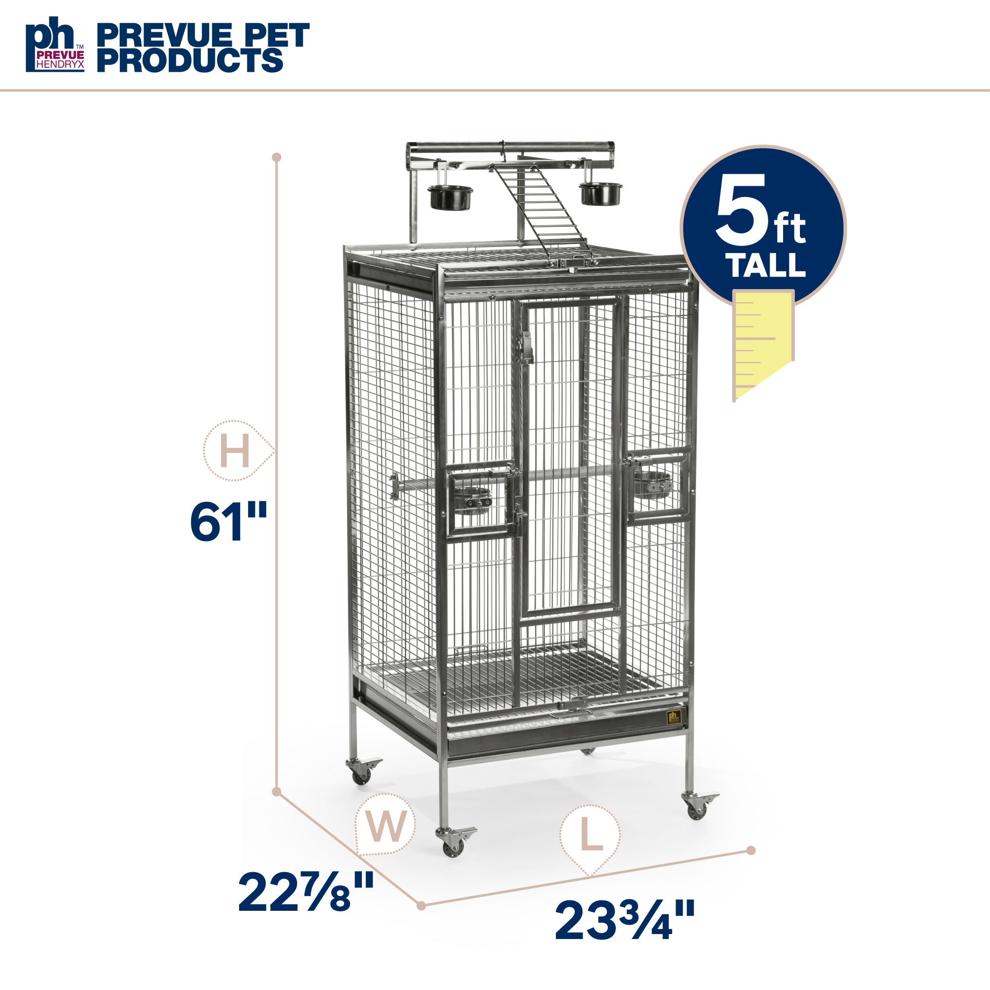 Prevue Pet Products Medium Stainless Steel Playtop Bird Cage 3453