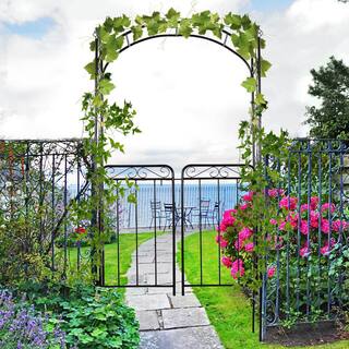 Outsunny 85 in. Decorative Garden Trellis with 2 Latched Swinging Doors Built for Climbing Vines Gardens Weddings and Ect 844-255