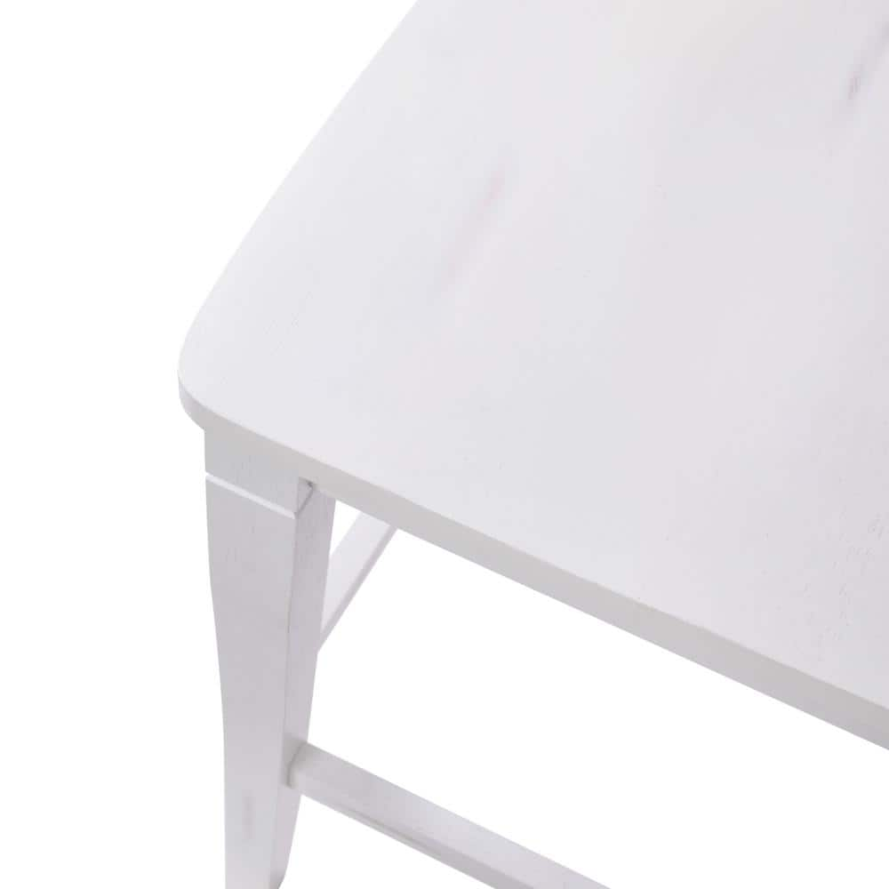 Carnegy Avenue 41.5 in. White Wash Full Wood Bar Stool with Wood Seat CGA-ES-520599-WH-HD