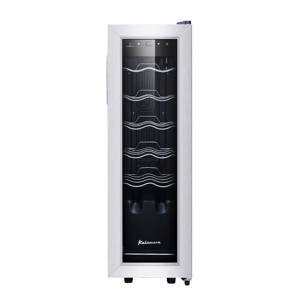 Kalamera Single Zone 12-Bottle Free Standing Compressor Wine Cooler with Glass Door KRC-12SS