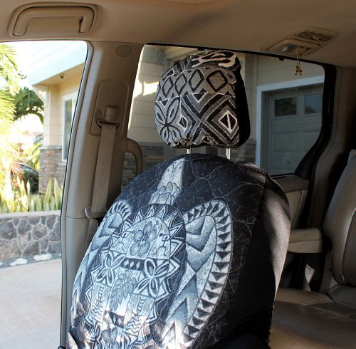 Hawaiian Car Seat Covers with Separated Headrest， Gray Big Turtle， Set of 2 Front Bucket Seat Covers， Made in Hawaii