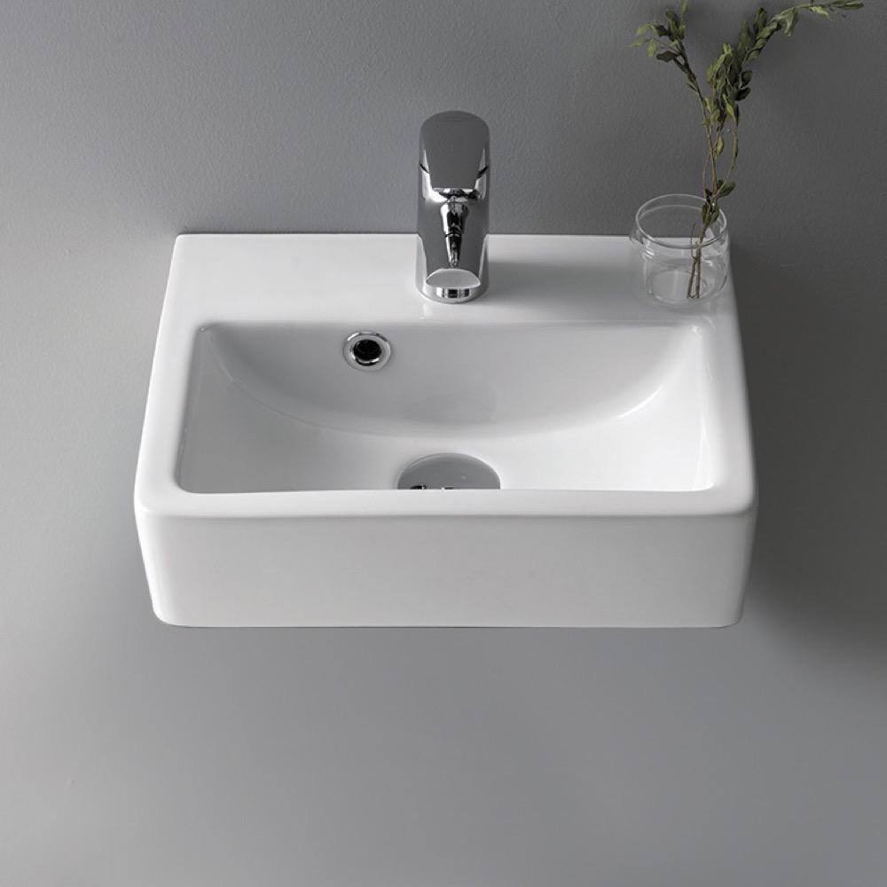 Nameeks Mini Wall Mounted Bathroom Sink in White CeraStyle 001400-U-One Hole