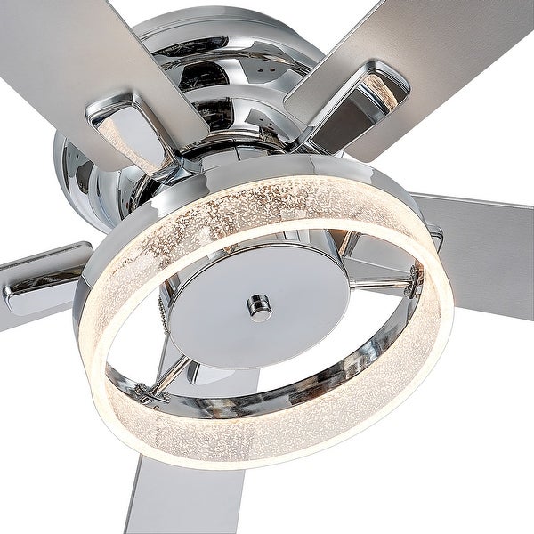 52-IN Chrome LED Ceiling Fan with Light Kit with Pull Chain (5 blade) - Chrome  Shopping - The Best Deals on Ceiling Fans | 41493519