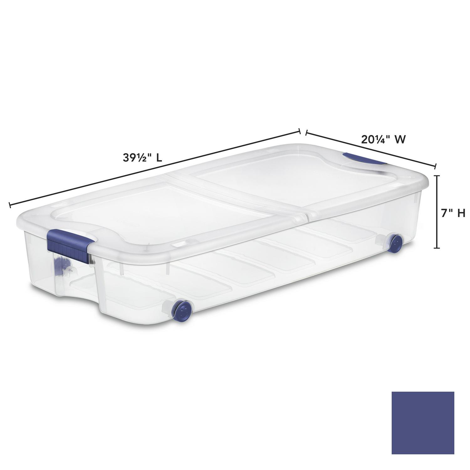 Sterilite 66 Qt Ultraa c Storage Box Plastic Stadium Blue Set of 4  Crowdfused