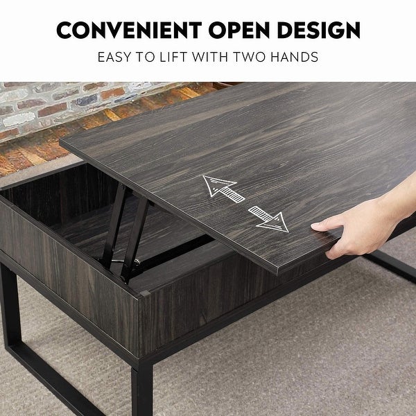 Lift Top Coffee Table with Hidden Compartment and Slide Drawer