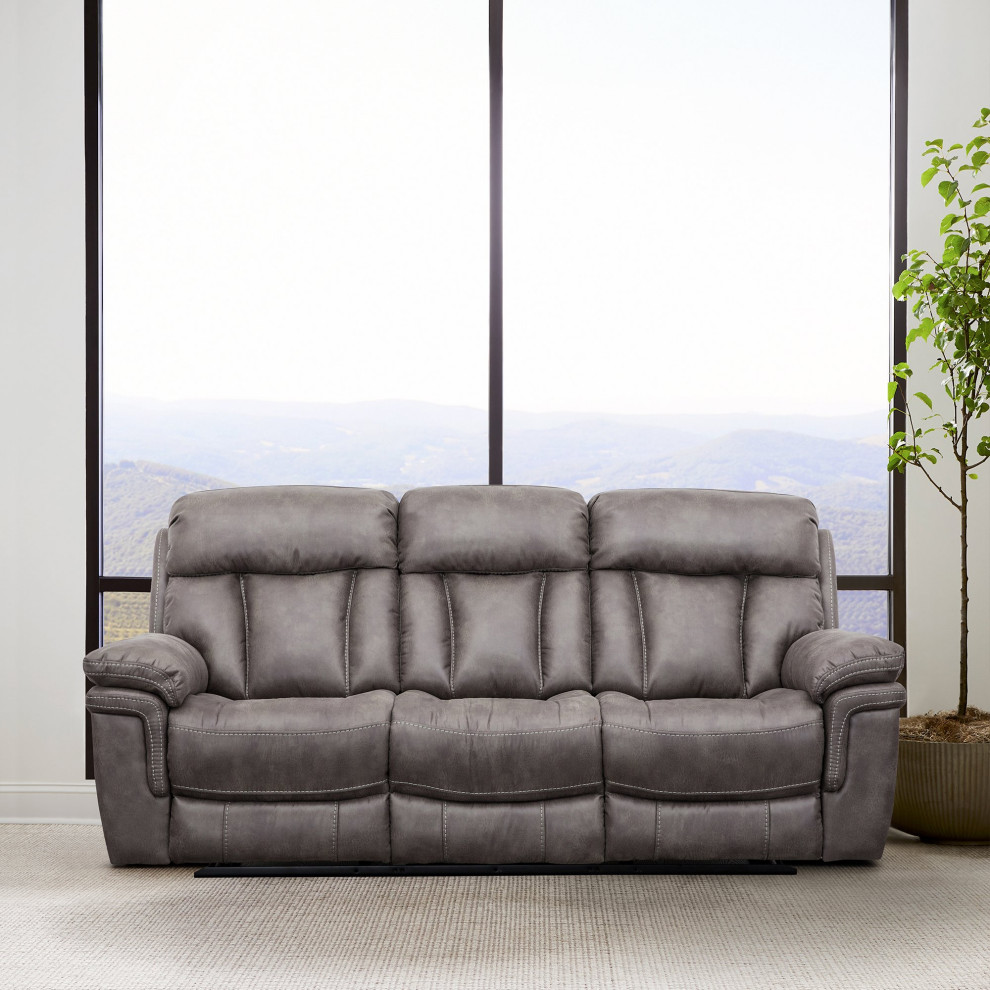 Power Reclining Sofa  Extra Padded Seat  ampBack With Pillow Top Arms  Gunmetal   Contemporary   Sofas   by Decorn  Houzz