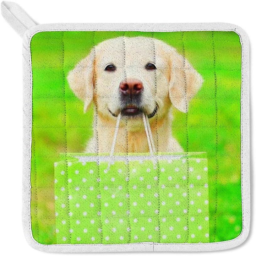 Insulation Kitchen Oven Mitts Potholder Apron 3pcs Set Pretty Golden Retriever Dog Non Slip Heat Resistant Gloves For Baking Cooking Bbq