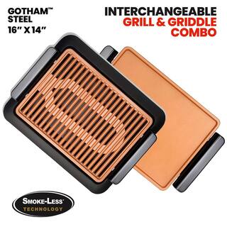 Gotham Steel 234 sq. in. Black Copper Non-Stick Ti-Ceramic Smoke-less Electric Indoor Grill  Griddle 1811MDB-HD