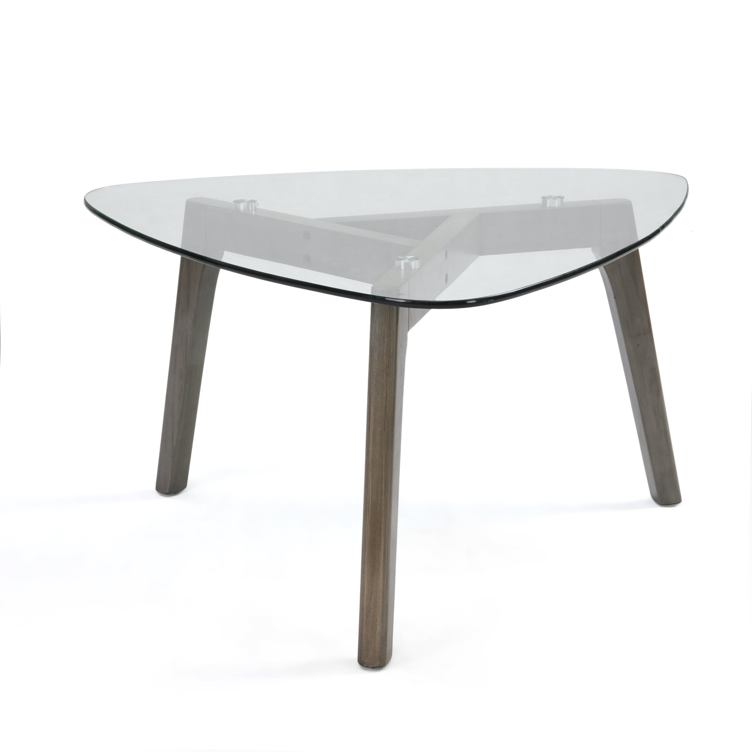 GDF Studio Mosier Mid-Century Modern Coffee Table with Glass Top, Gray