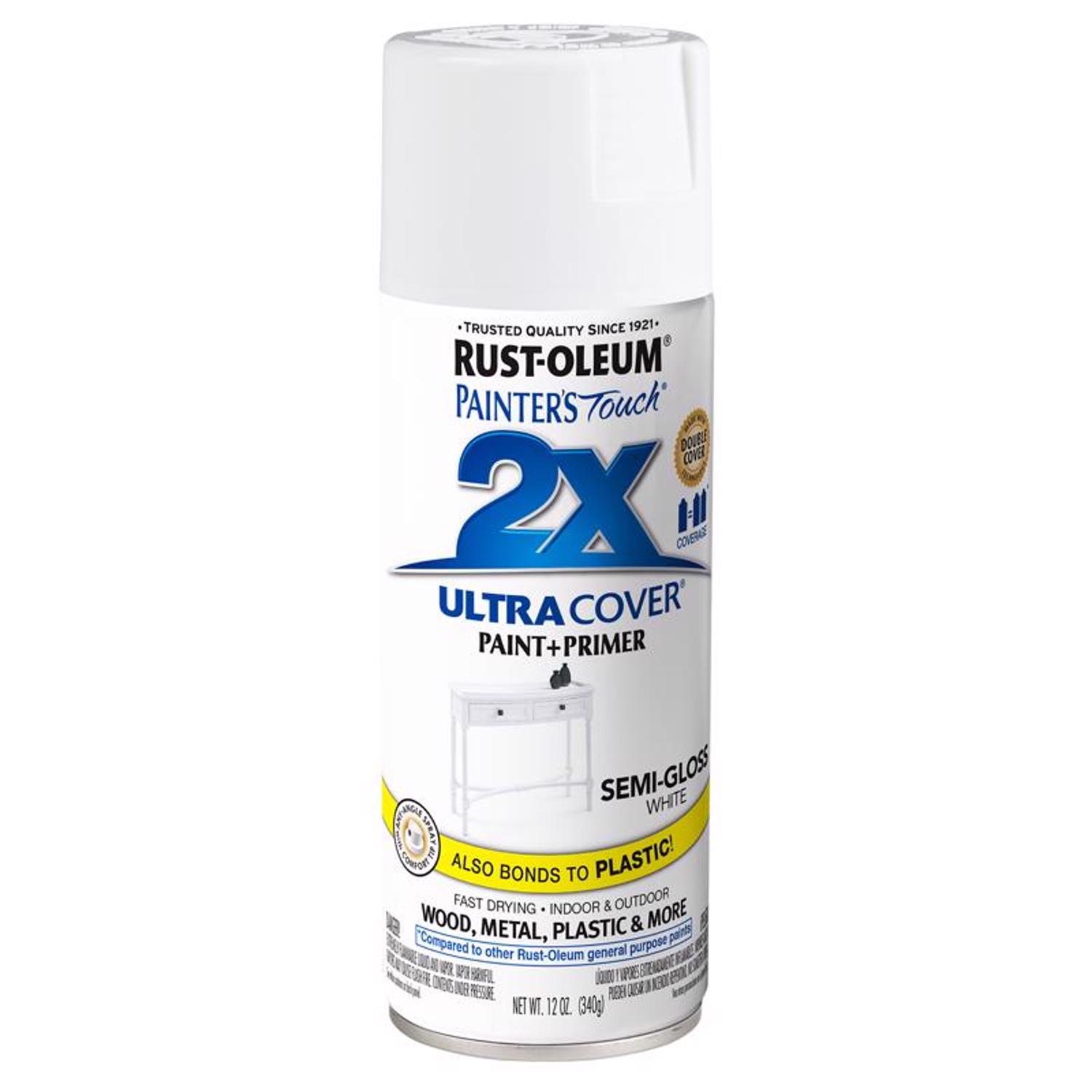 Rust-Oleum Painters Touch Ultra Cover Semi-Gloss White Spray Paint 12 oz