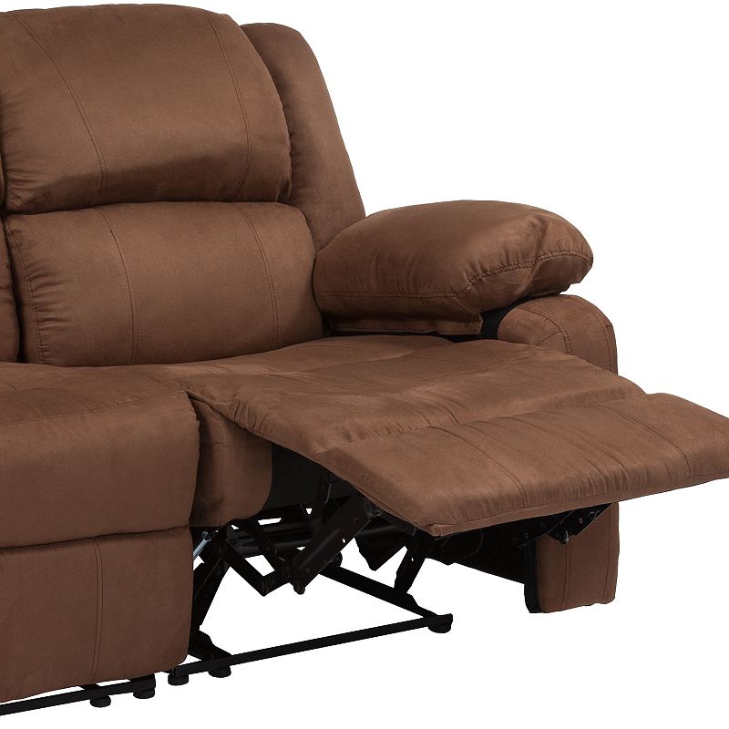 Emma and Oliver Brown LeatherSoft Loveseat with Two Built-In Recliners