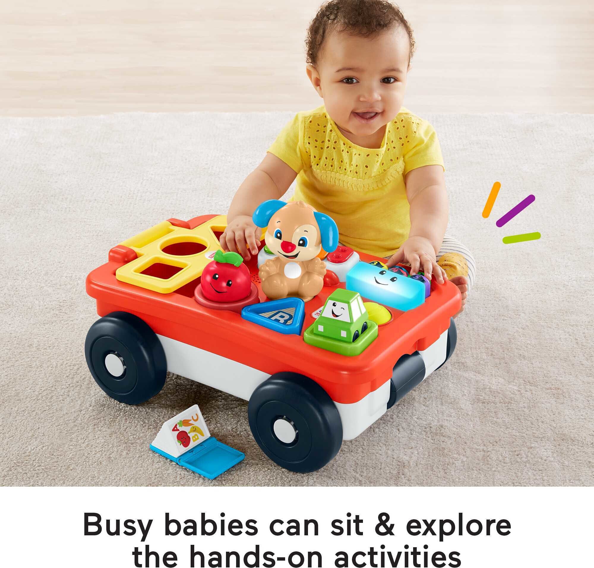 Fisher-Price Laugh & Learn Pull & Play Learning Wagon Baby & Toddler Toy with 4 Accessories