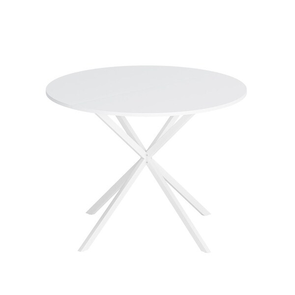 42.13'' Modern Cross Leg Round Dining Table for 2 People，Kitchen Bar Table with 2Piece Removable Top