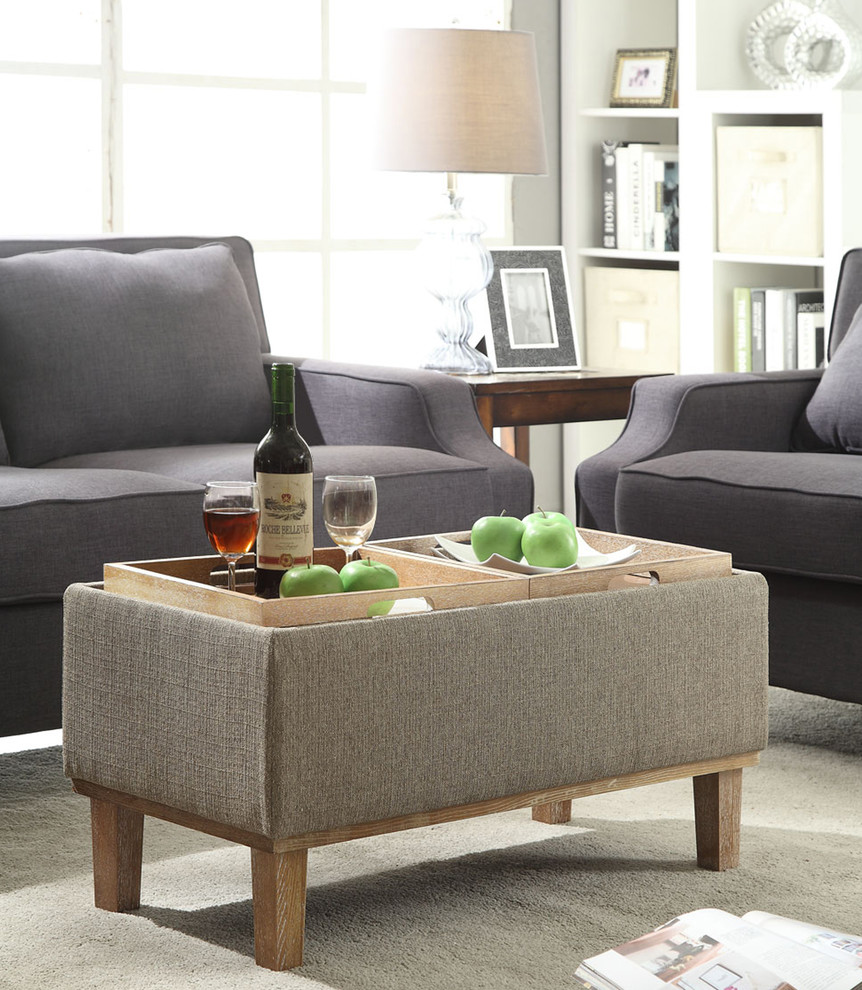 Convenience Concepts Designs4Comfort Brentwood Ottoman in Sandstone Beige Fabric   Transitional   Footstools And Ottomans   by Convenience Concepts  Houzz