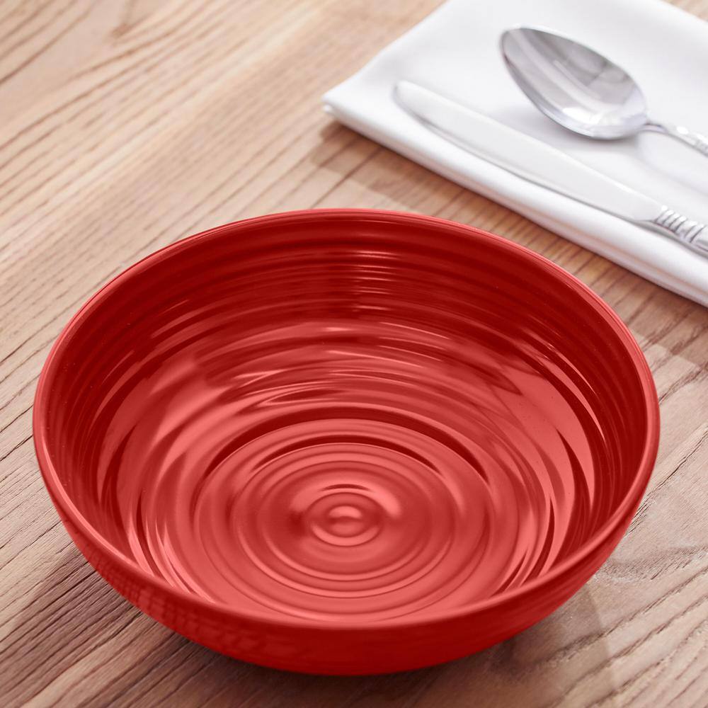 StyleWell Taryn Melamine Dinner Bowls in Ribbed Chili Red (Set of 6) FF5849CHI