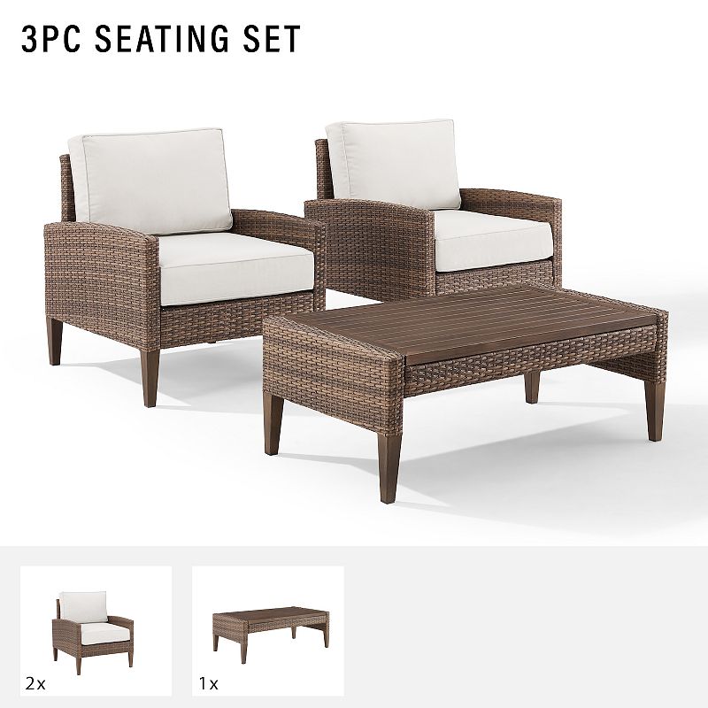 Crosley Capella Outdoor Wicker Chair and Table 3-piece Set