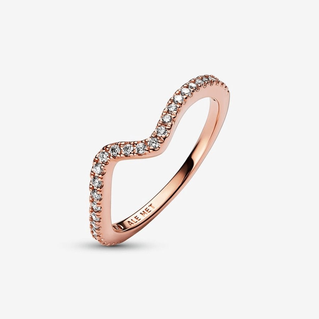 PANDORA  Sparkling Wave Ring - Rose Gold Plated