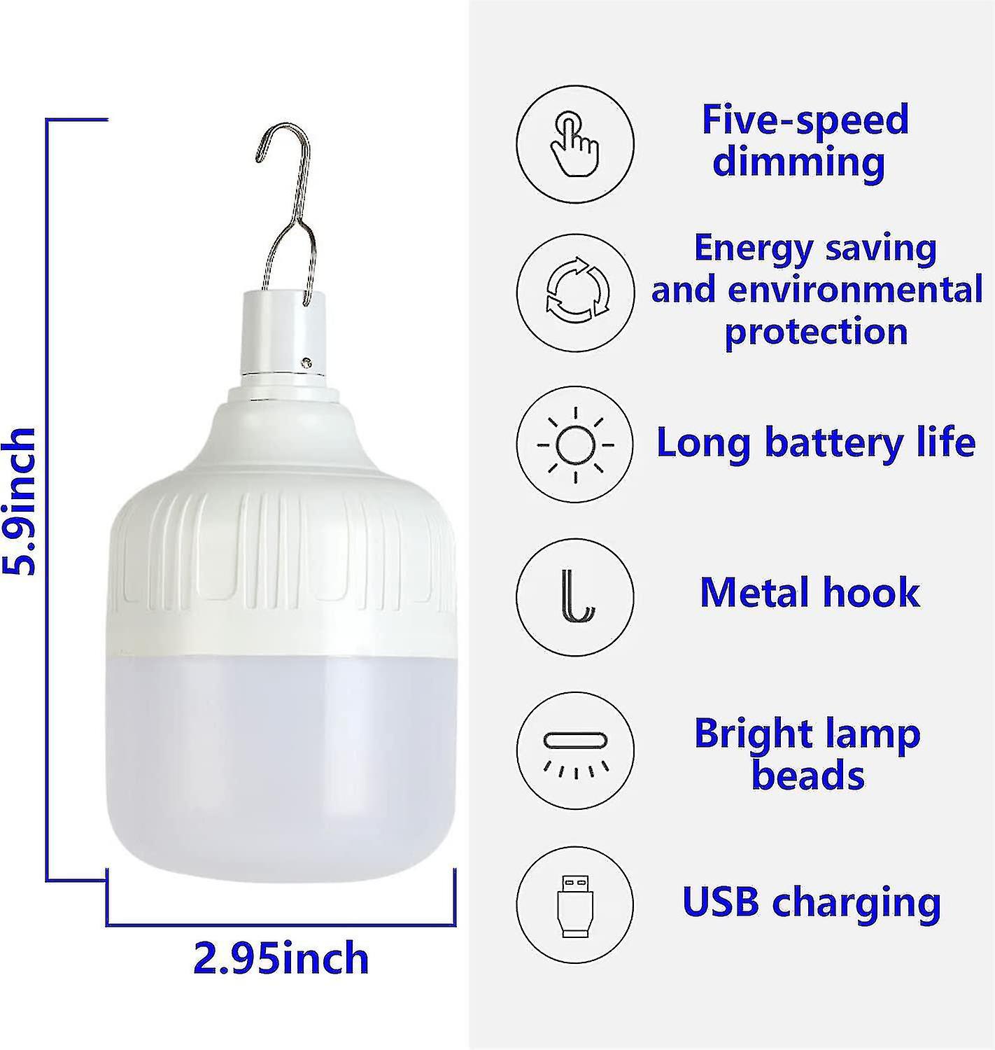 Camping Lights，camping Lantern Led Work Light Bulb Usb Rechargeable Lighting Dimmable，60w 2000 Lumen