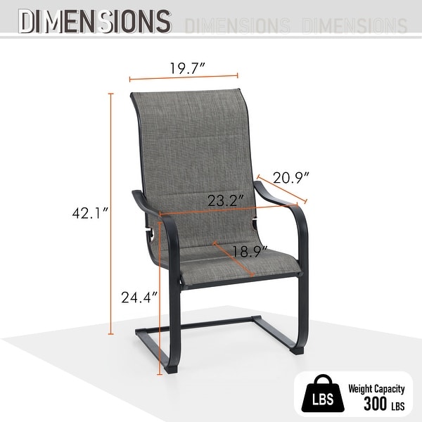 7/9piece Patio Dining Set，Expendable Rectangular Outdoor Dining Table with C Spring Rocking Chairs