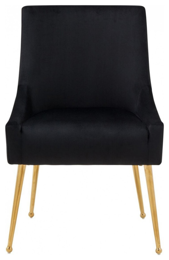 Set of Two Black Gold Velvet Dining Chairs   Midcentury   Dining Chairs   by HomeRoots  Houzz