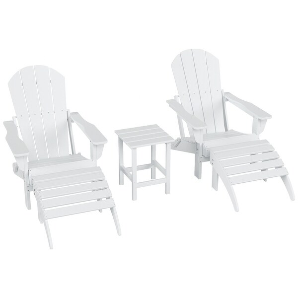 Polytrends Laguna Hdpe All Weather Outdoor Patio Foldable Adirondack Chairs Conversation Set (5Piece Set)