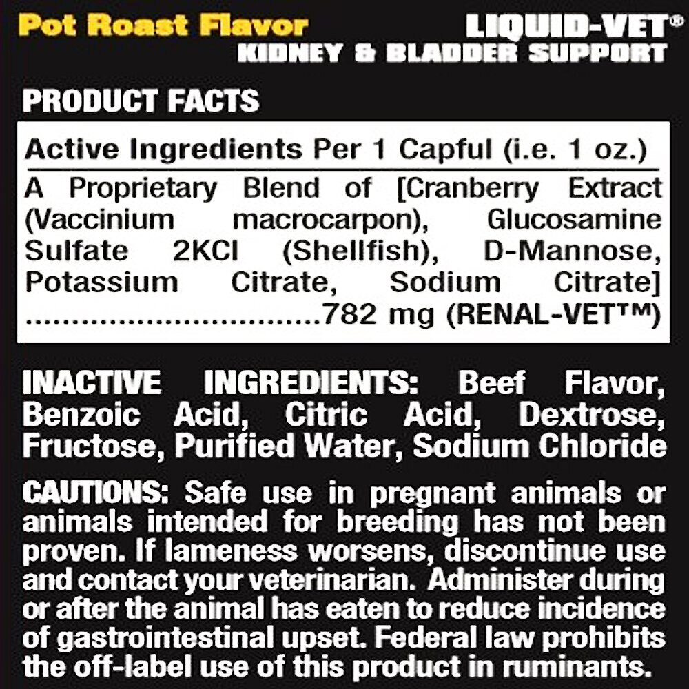 Liquid-Vet Kidney and Bladder Support Pot Roast Flavor Dog Supplement