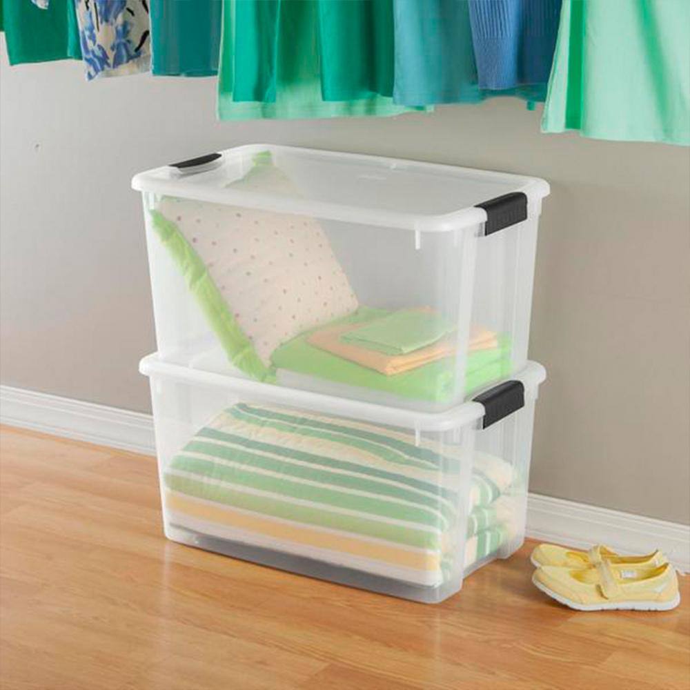 Sterilite 70 qt. XL Plastic Stacking Storage Container Boxes in Clear 24 Pack 24 x 19889804