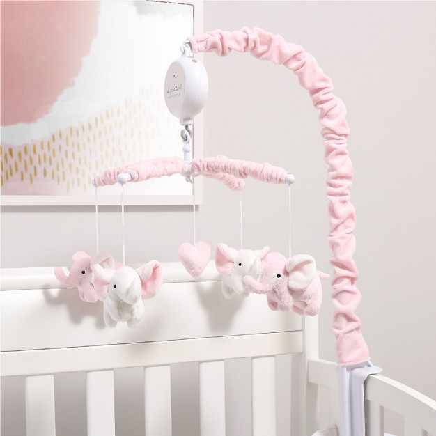 The Peanutshell Pink Elephant Musical Baby Crib Mobile For Girls