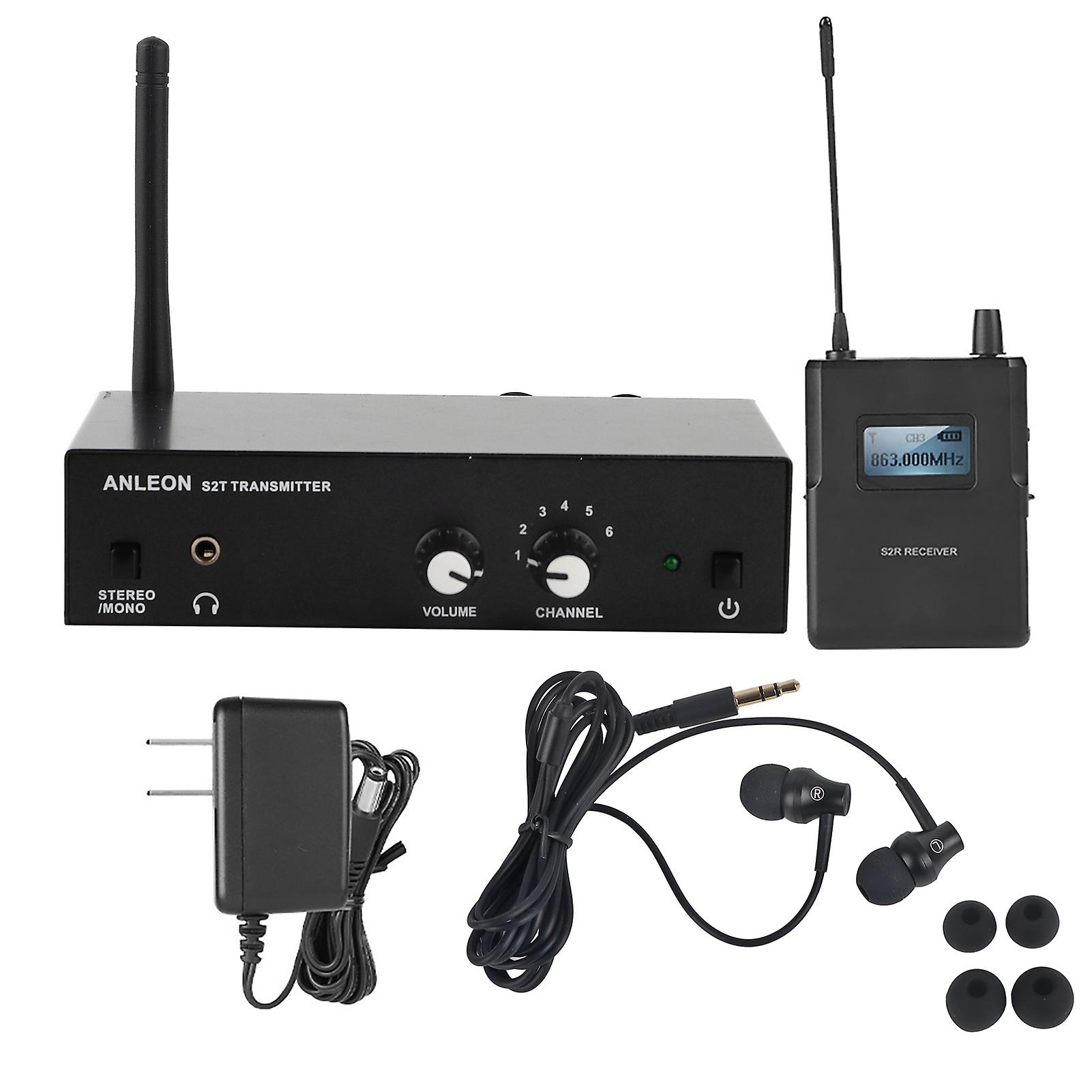 Wireless Monitor System Kit 526-535mhz Transmitter Receiver In Ear Stage Monitoring 100-240v Us