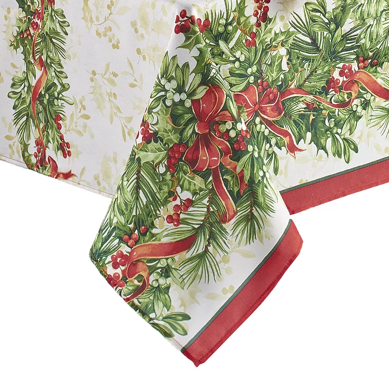 Elrene Home Fashions Holly Traditions Holiday Rectangle Tablecloth