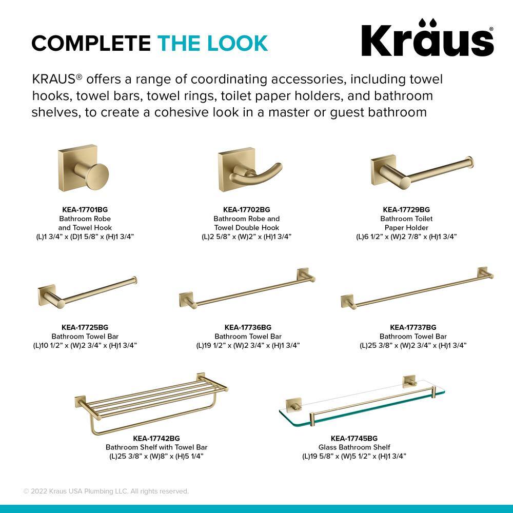 KRAUS Ventus Bathroom Robe and Towel Double Hook in Brushed Gold KEA-17702BG