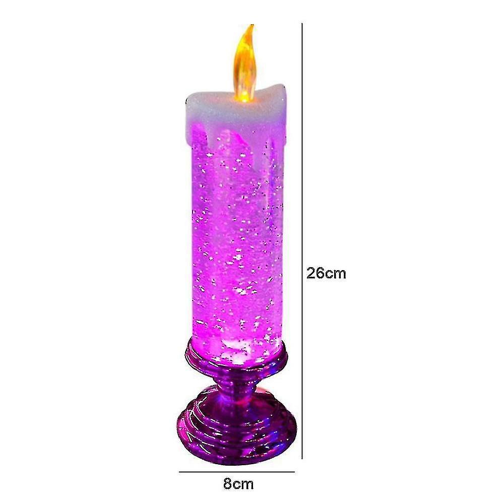 Christmas Candle Glitter Swirling Led Light 7 Colors Changing Flickering Flameless Lamp Party Decor