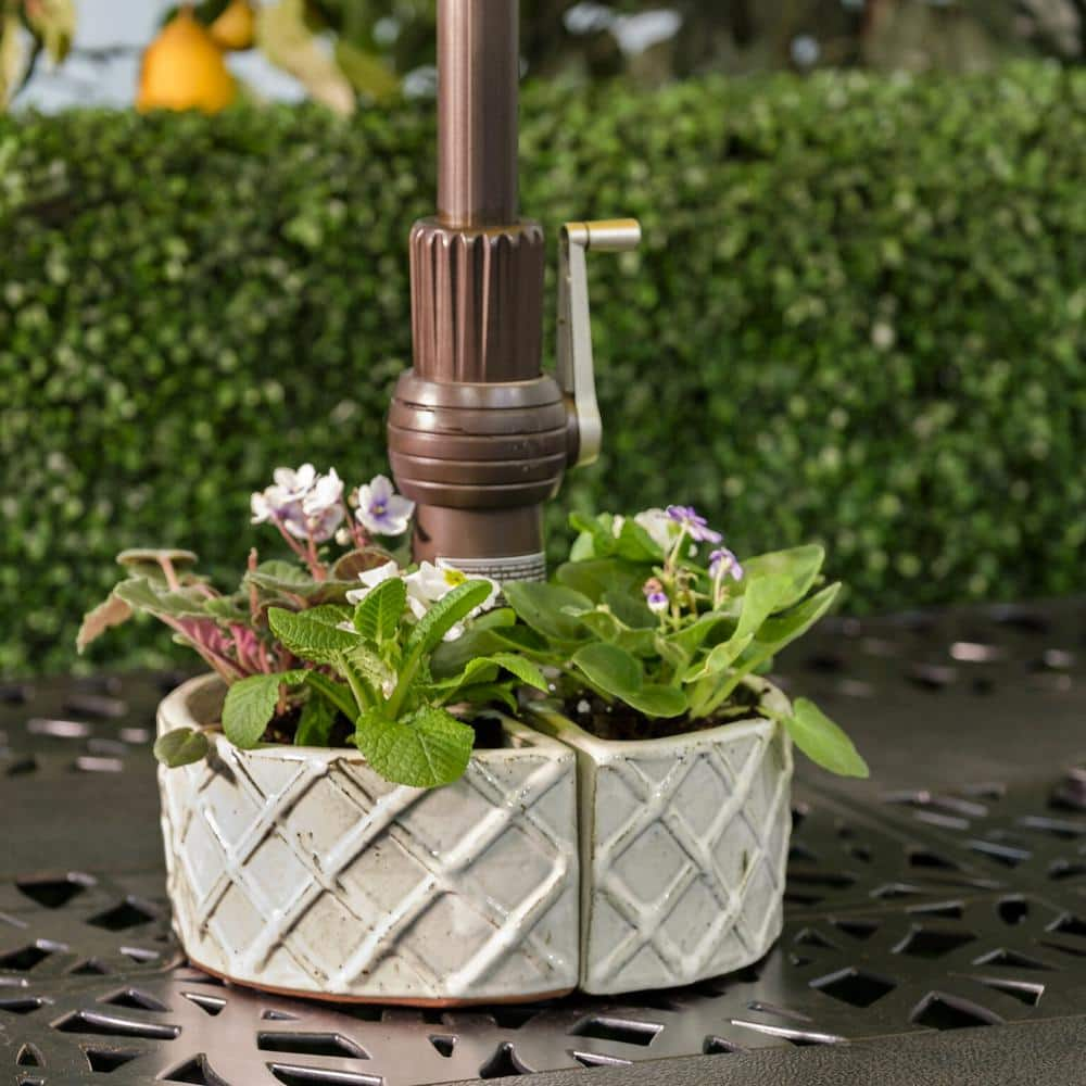 Alfresco Crema Ceramic Trellis Umbrella Planter 38-8448