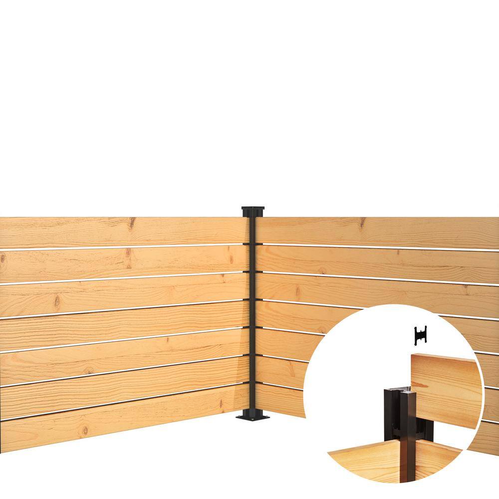 HOFT Corner Post Kit 44 in. x 3 in. x 3 in. Black Aluminum Railing Corner Post and Hardware - Kit B4 USKCP4401